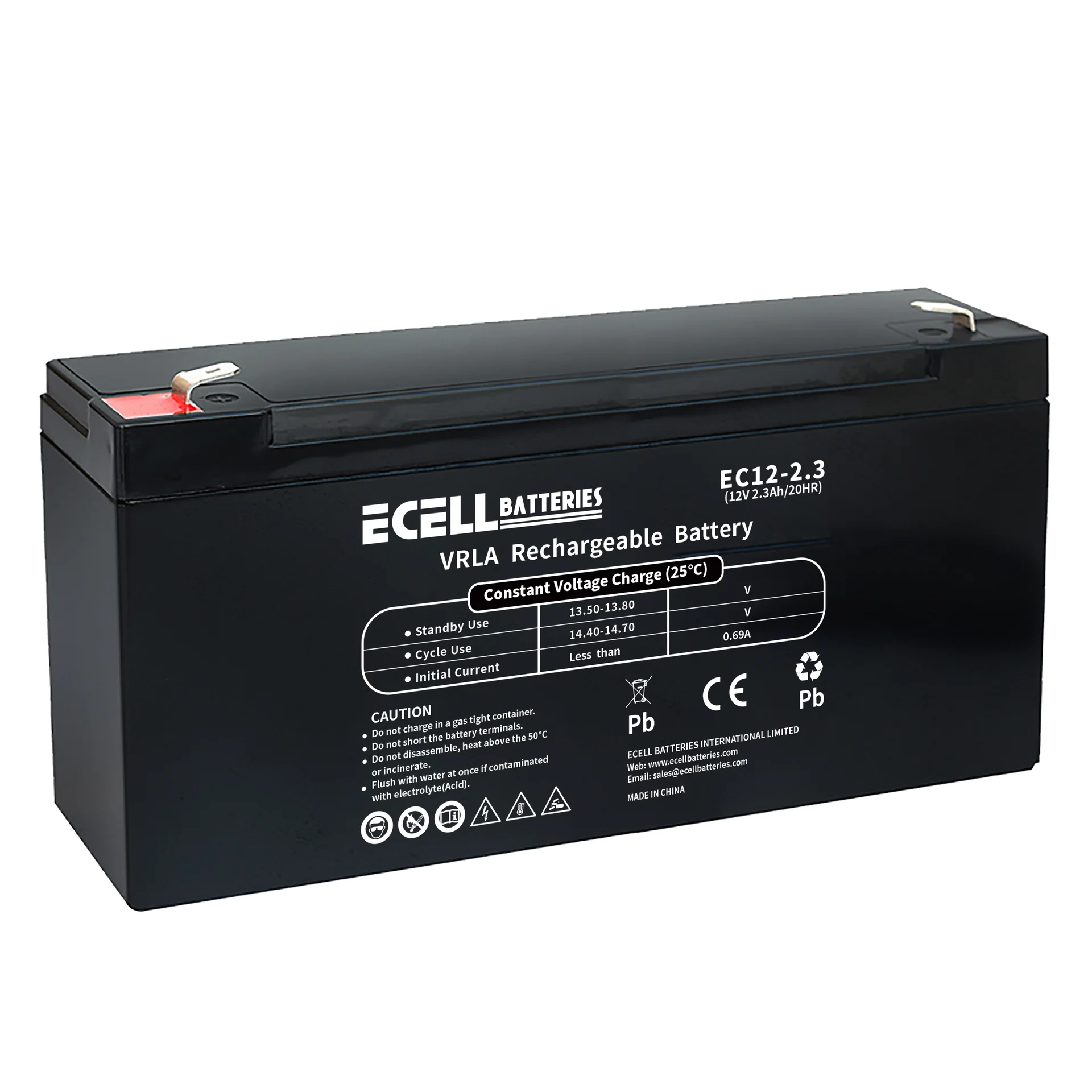 EC12-2.3, 12V 2.3AH 20HR 0.69A 01