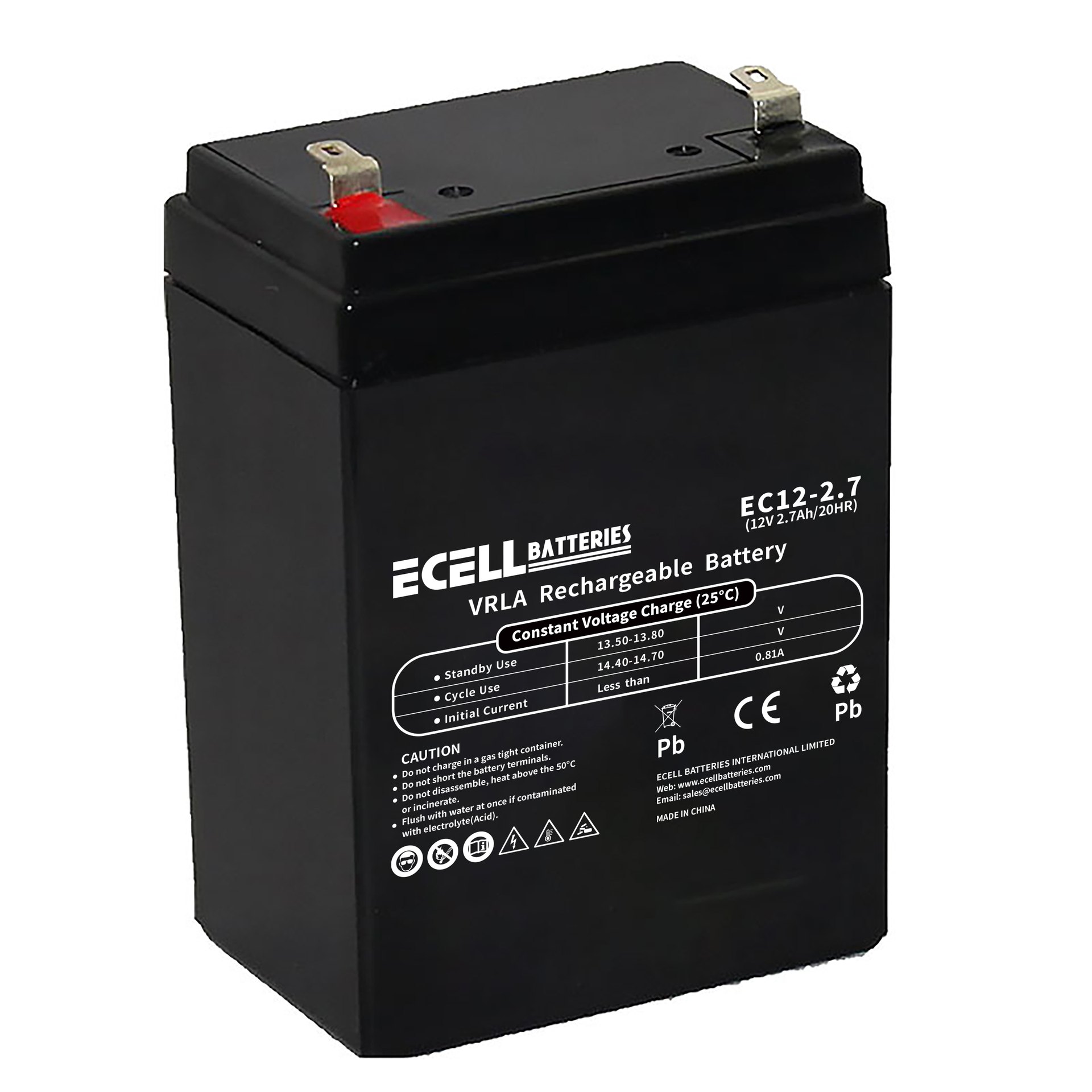 EC12-2.7, 12V 2.7AH 20HR 0.81A 01