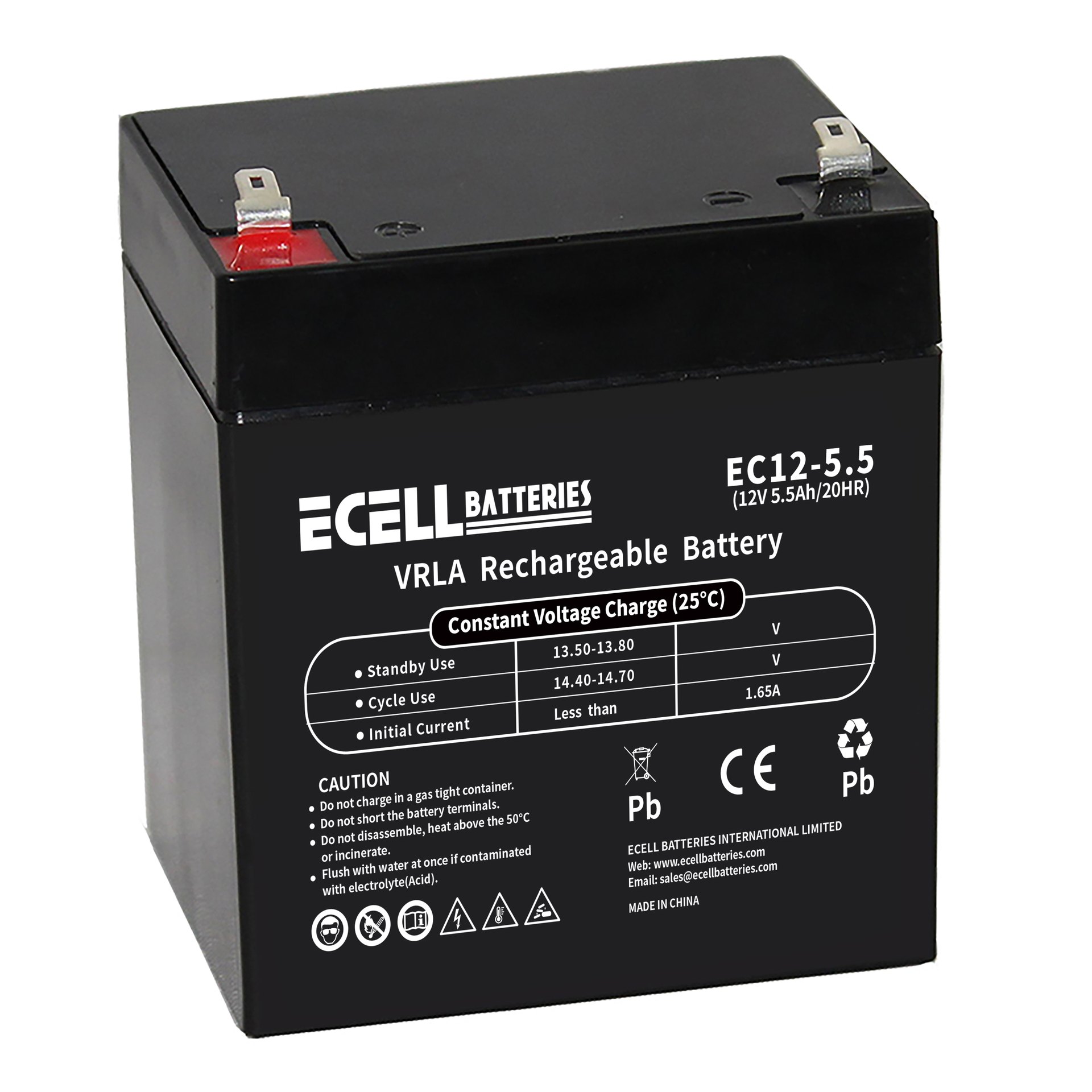 EC12-5.5, 12V 5.5AH 20HR 1.65A