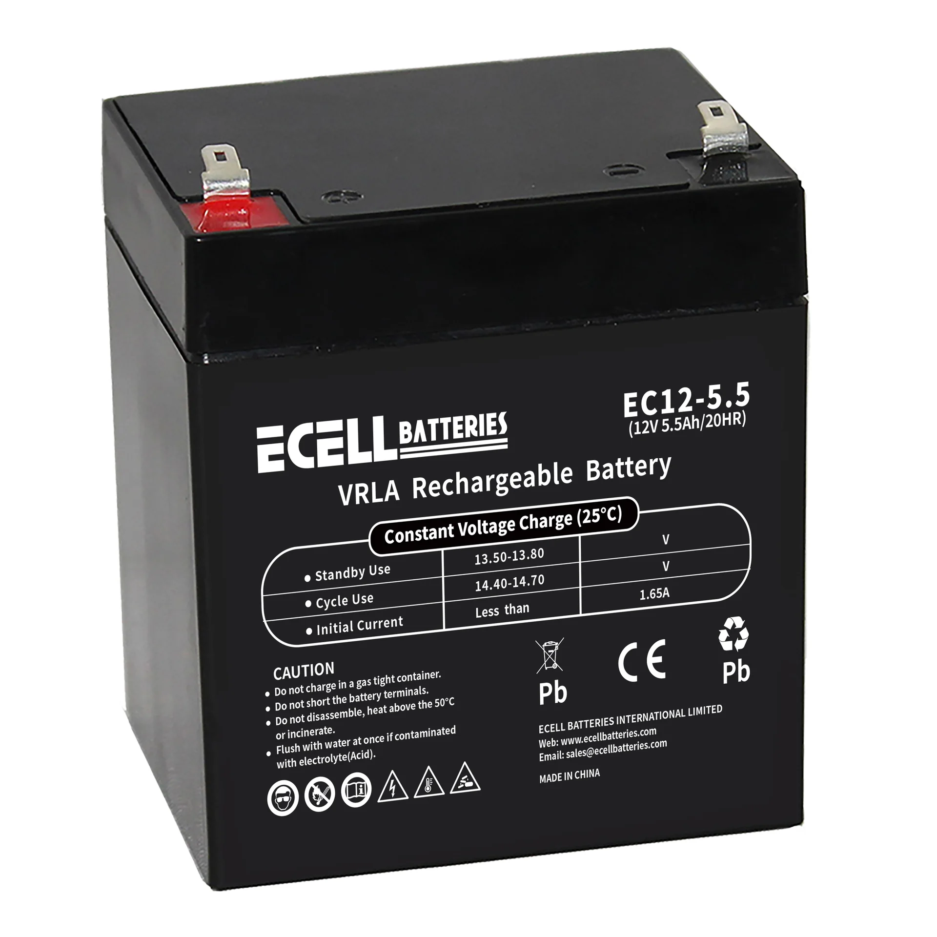 EC12-5.5, 12V 5.5AH 20HR 1.65A