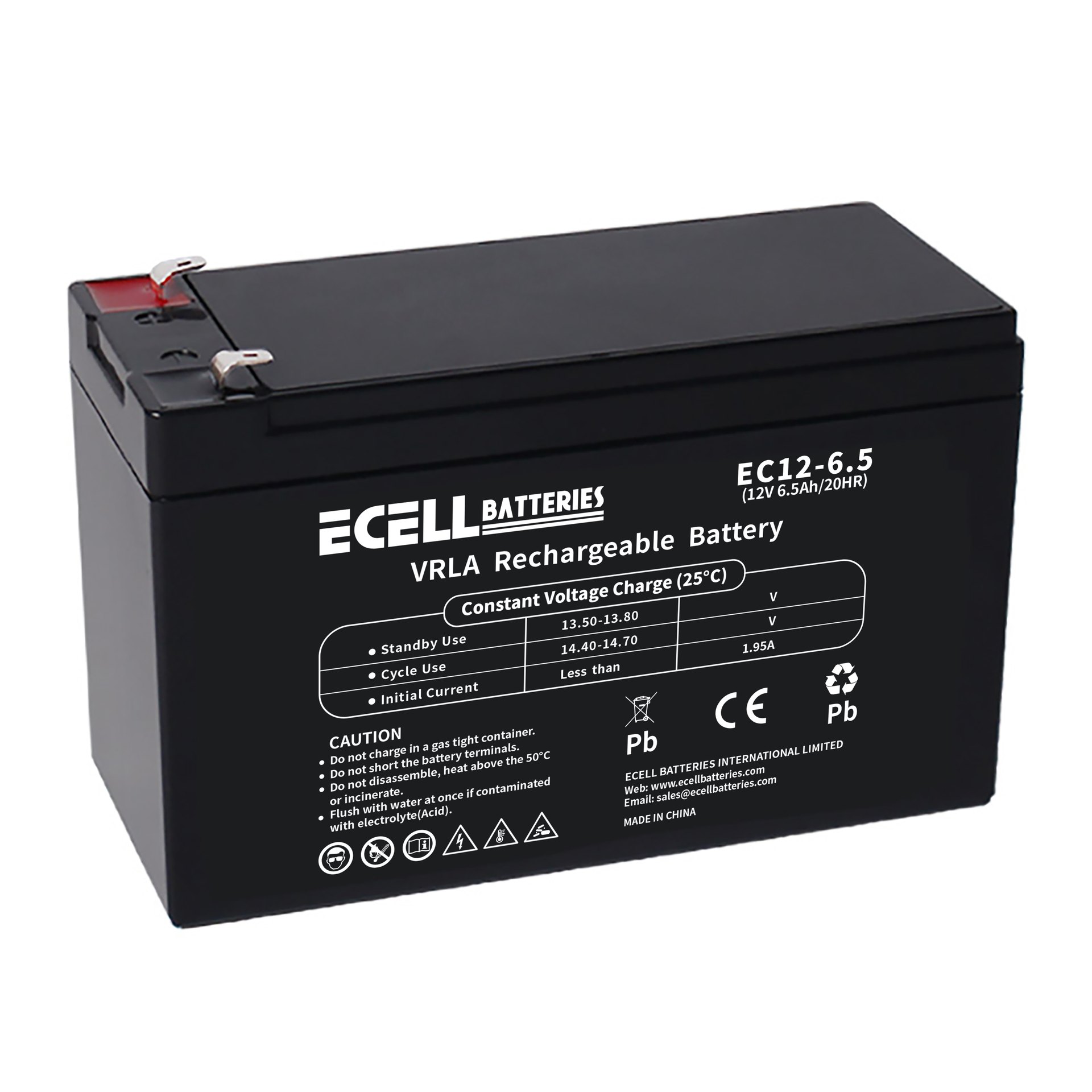 EC12-6.5, 12V 6.5AH 20HR 1.95A