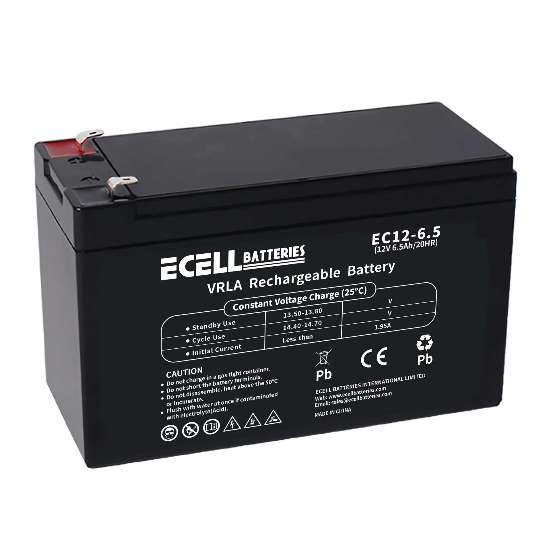 EC12-6.5, 12V 6.5AH 20HR 1.95A