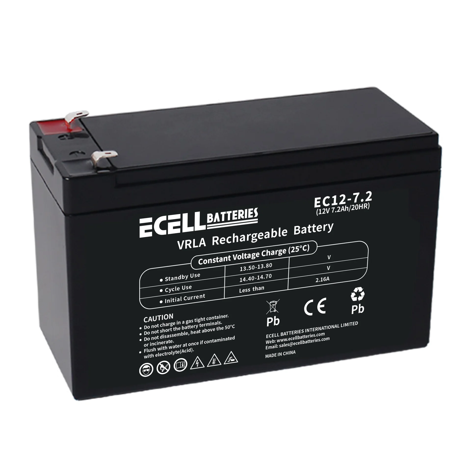 EC12-7.2, 12V 7.2AH 20HR 2.16A