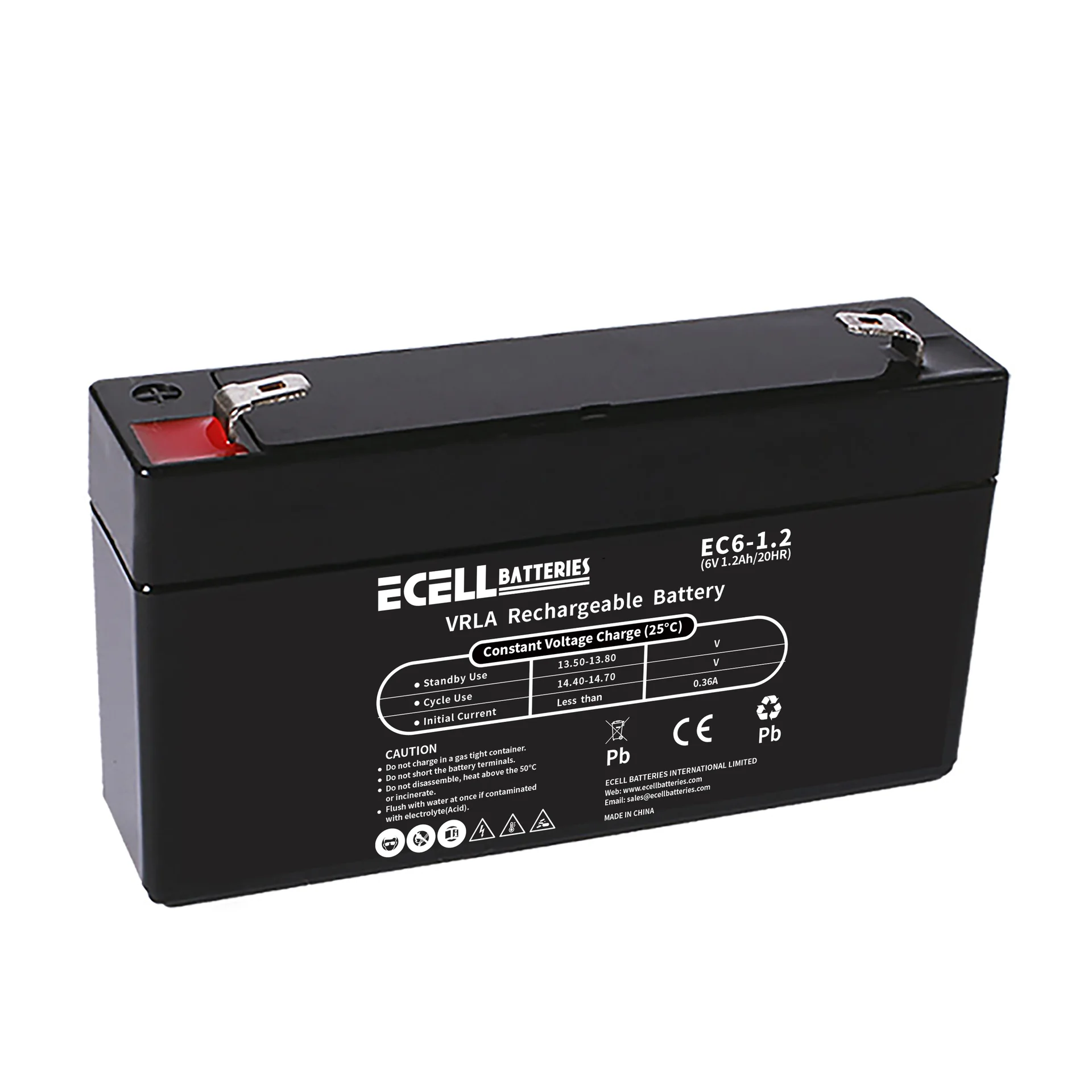 EC6-1.2, 6V 1.2AH 20HR, 0.36A