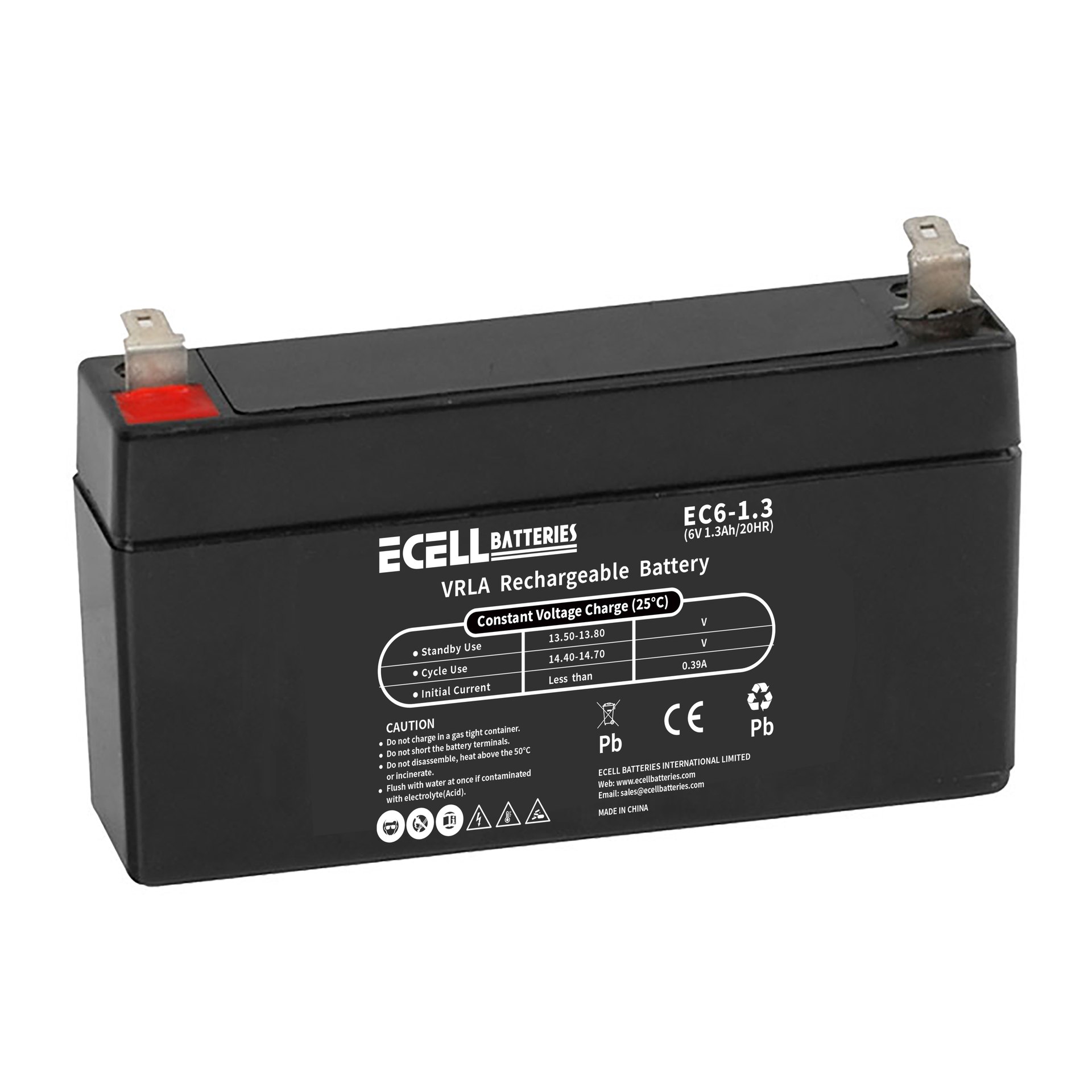 EC6-1.3, 6V 1.3AH 20HR, 0.39A