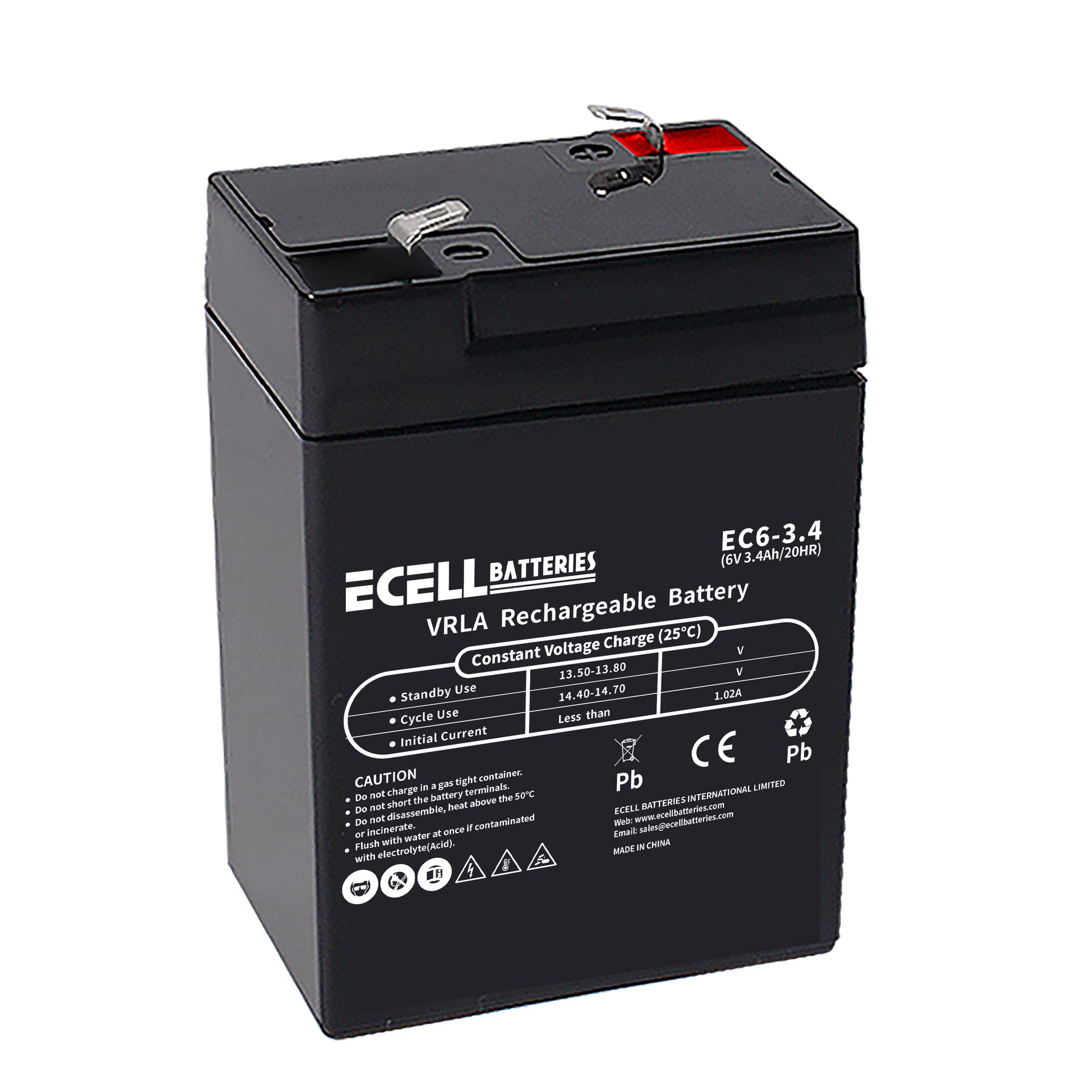 EC6-3.4, 6V 3.4AH 20HR, 1.02A
