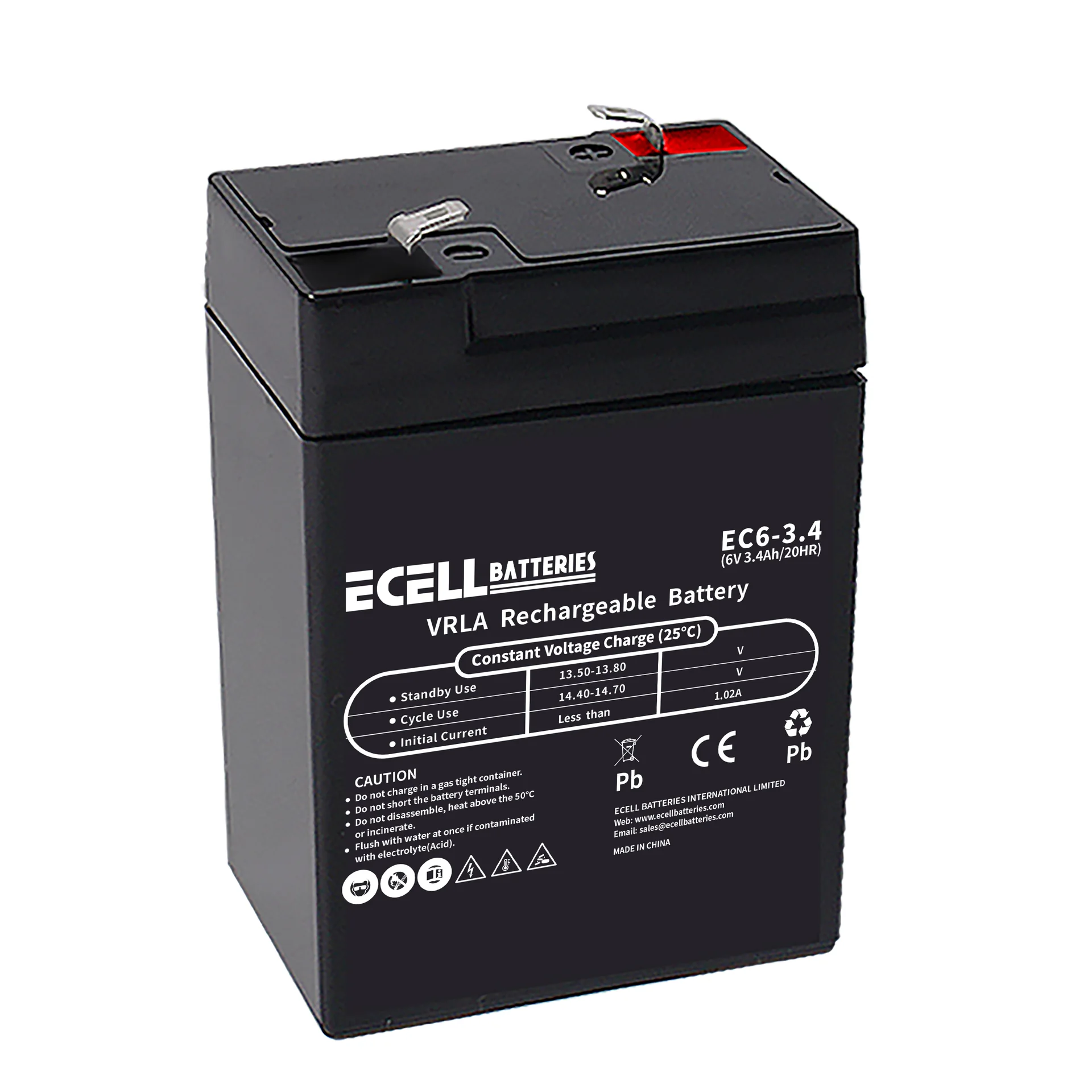 EC6-3.4, 6V 3.4AH 20HR, 1.02A