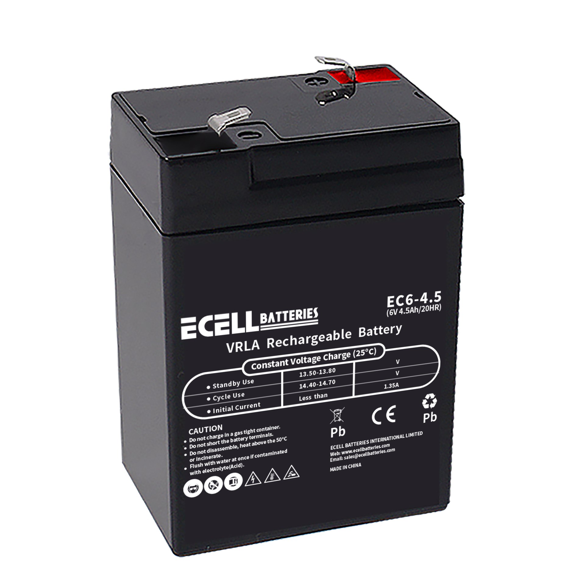 EC6-4.5, 6V 4.5AH 20HR, 1.35A