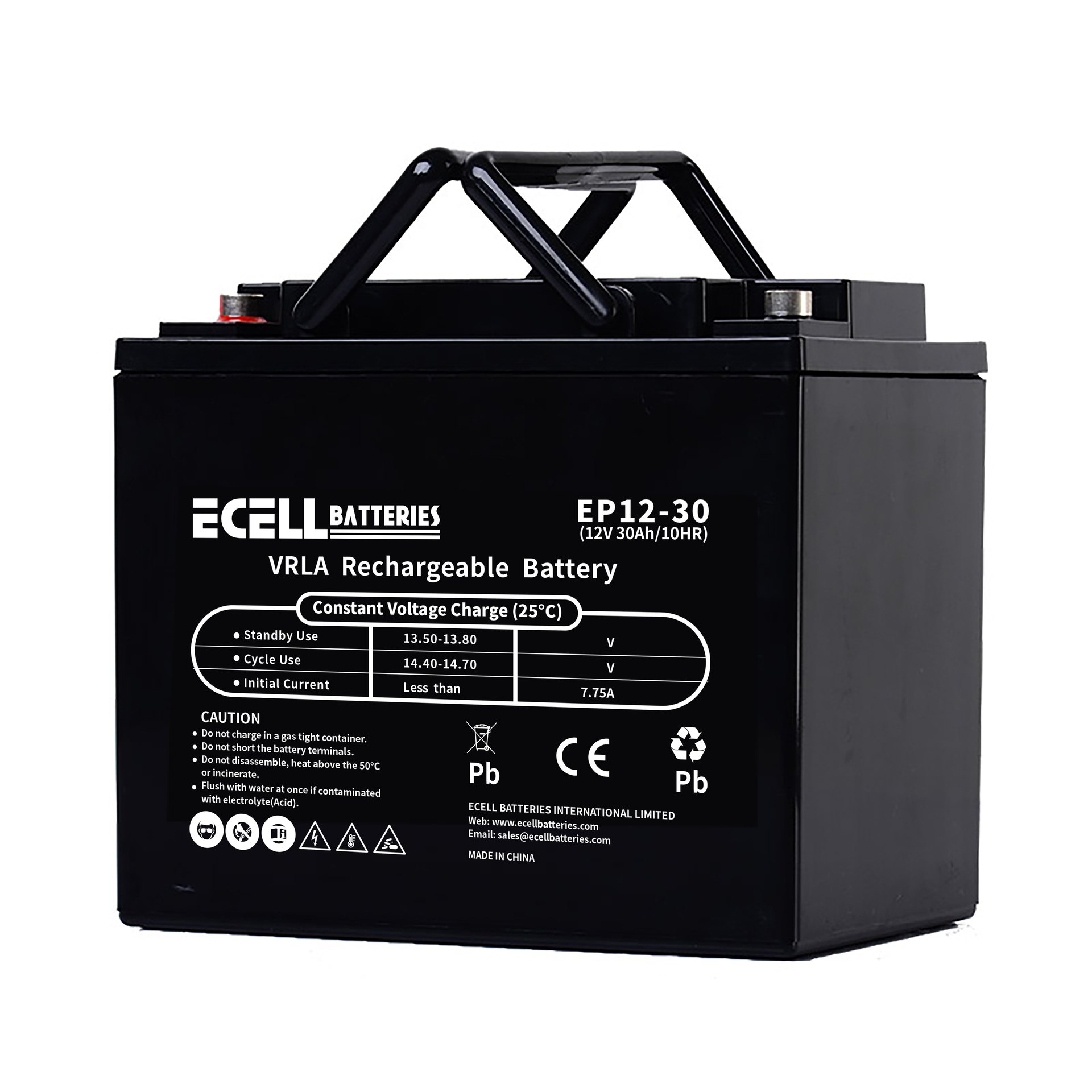 EP12-30, 12V 30AH 10HR, 7.75A
