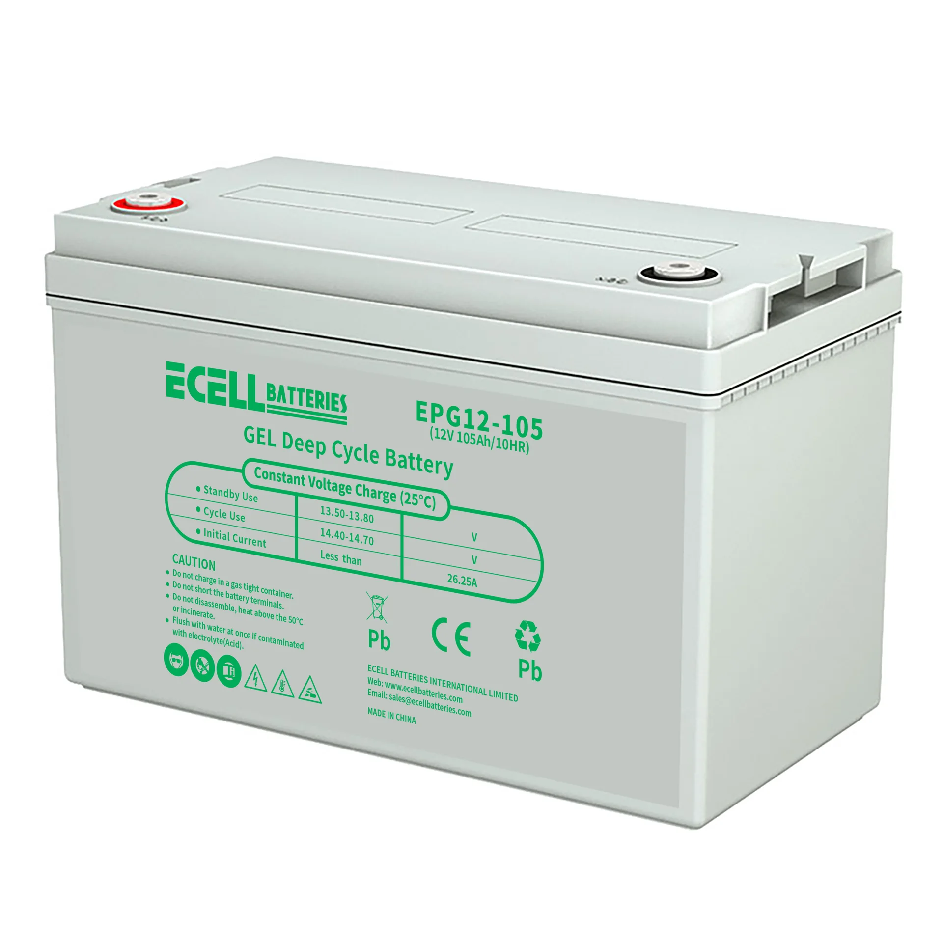 EPG12-105, 12V 105Ah, 10HR, 25A
