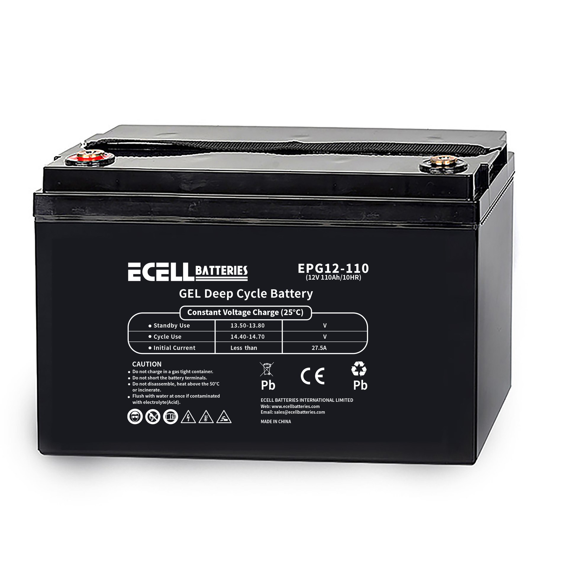 EPG12-110, 12V 110AH, 10HR, 27.5A