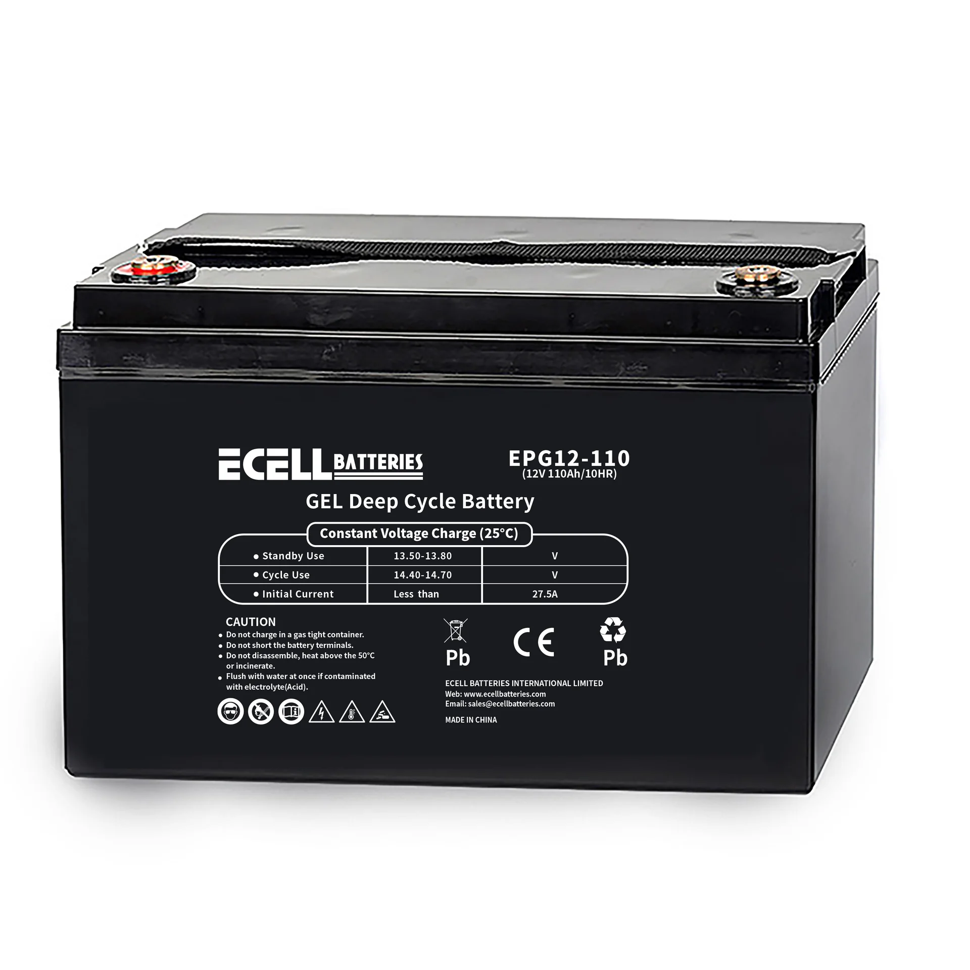 EPG12-110, 12V 110AH, 10HR, 27.5A