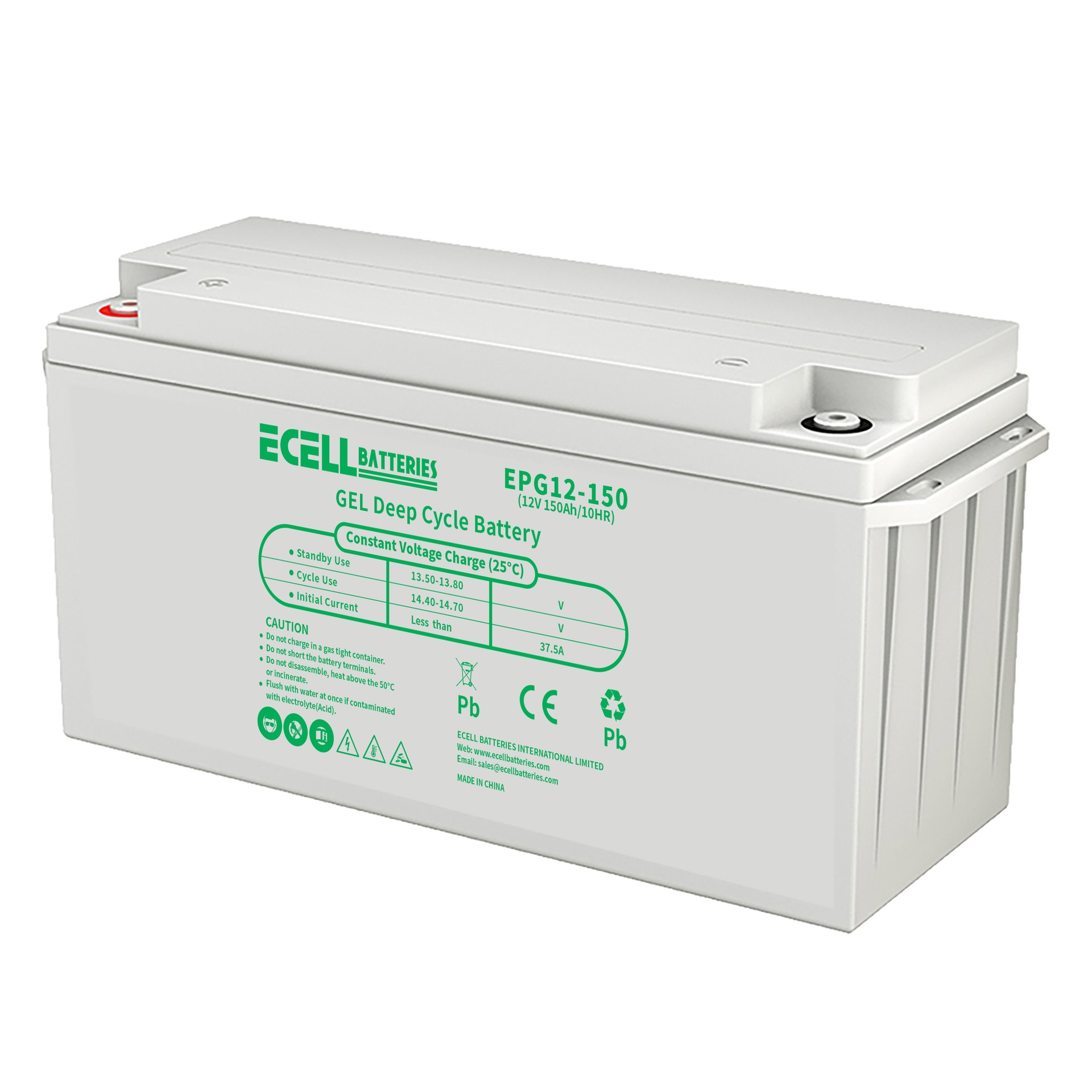 EPG12-150, 12V 150Ah, 10HR, 37.5A