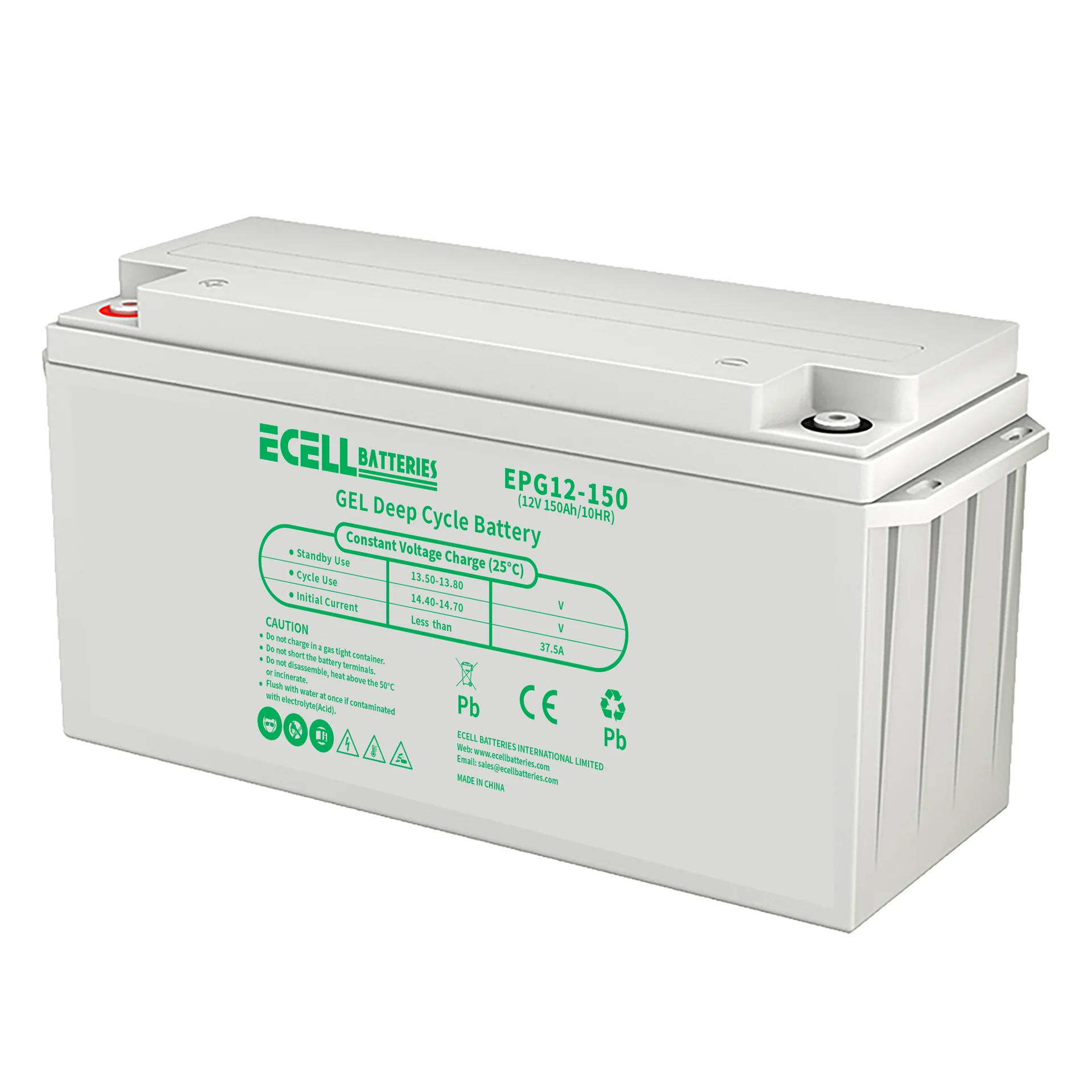 EPG12-150, 12V 150Ah, 10HR, 37.5A