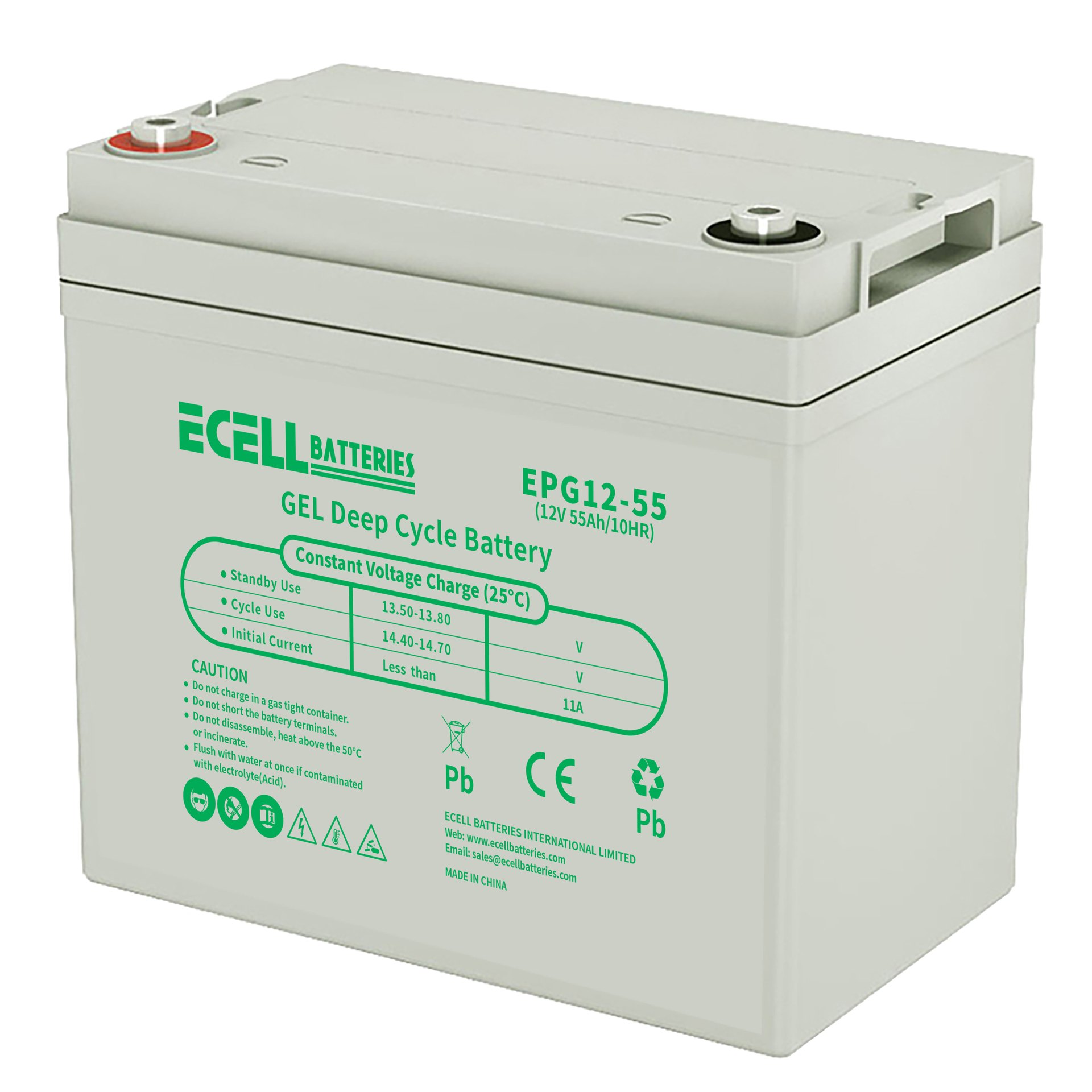 EPG12-55, 12V 55Ah, 10HR, 11A