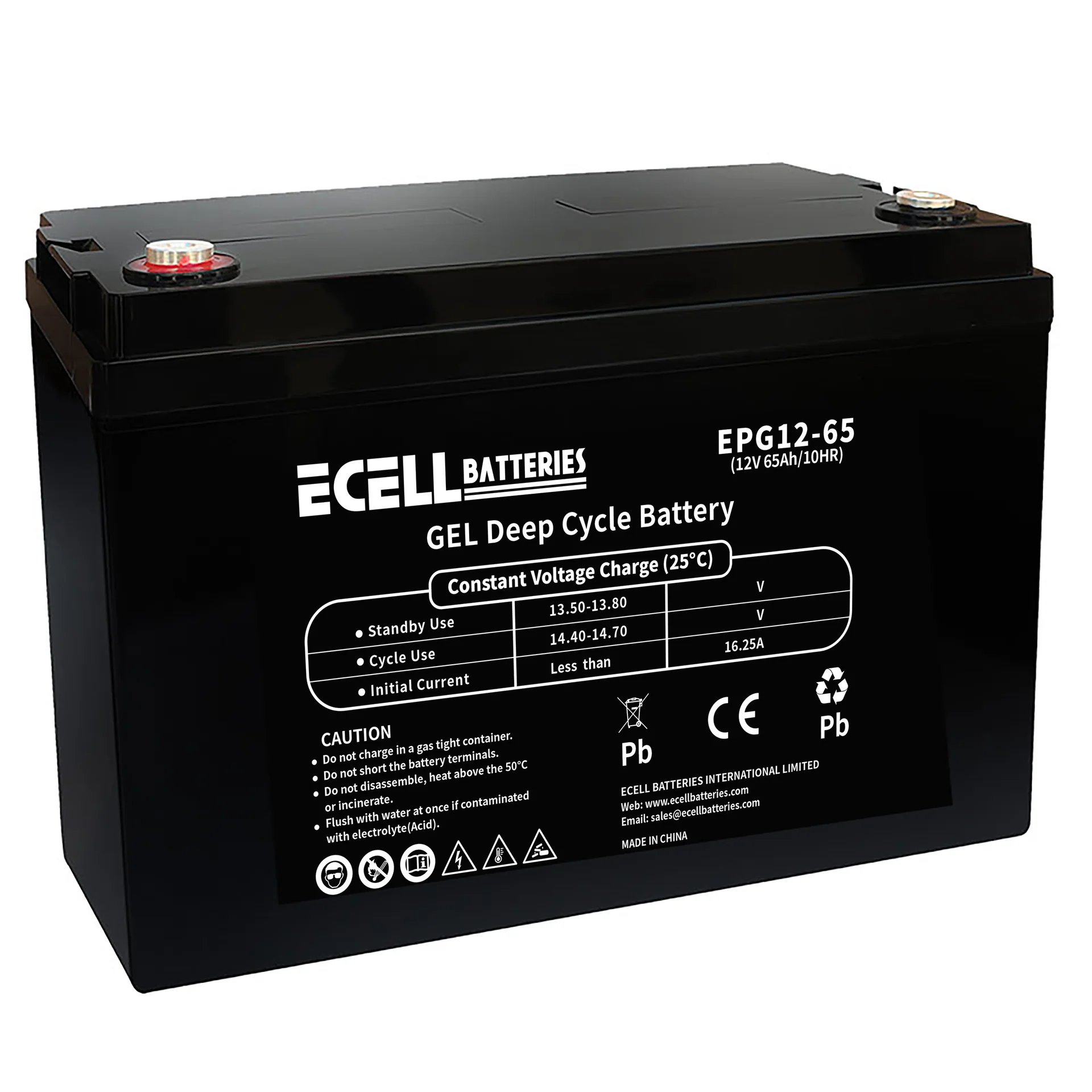 EPG12-65A, 12V 65AH, 10HR, 16.25A