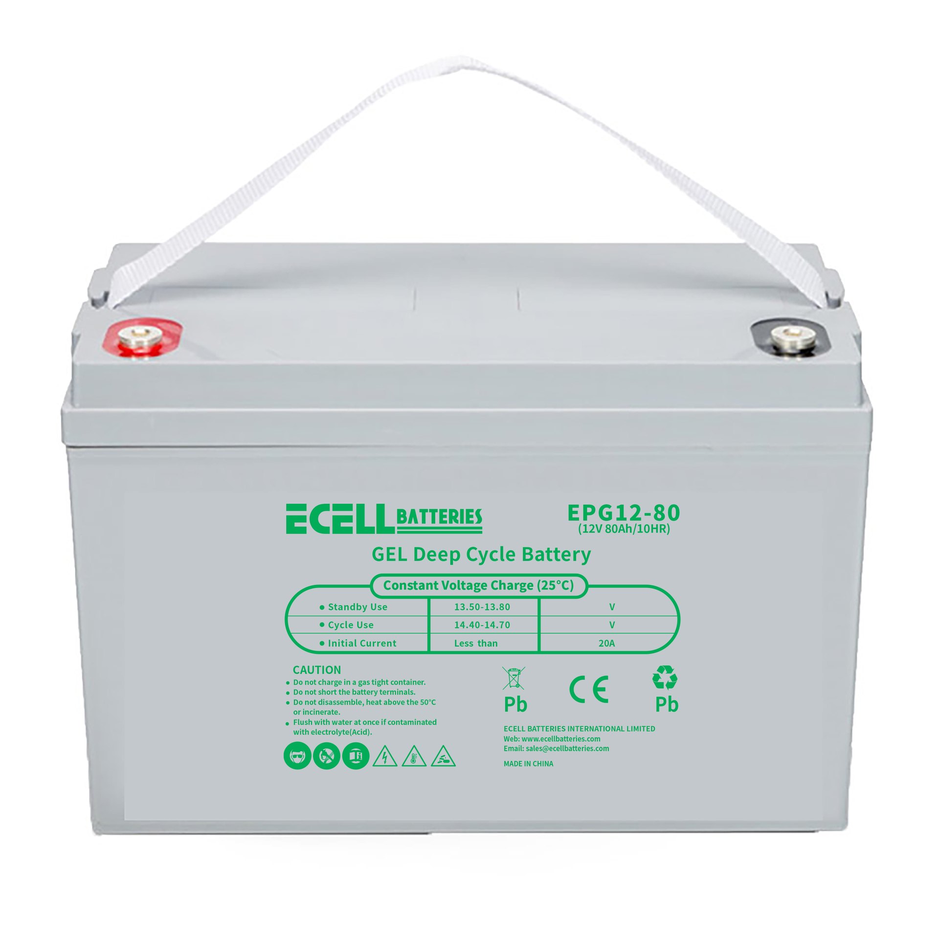 EPG12-80HR, 12V 80Ah, 10HR, 20A