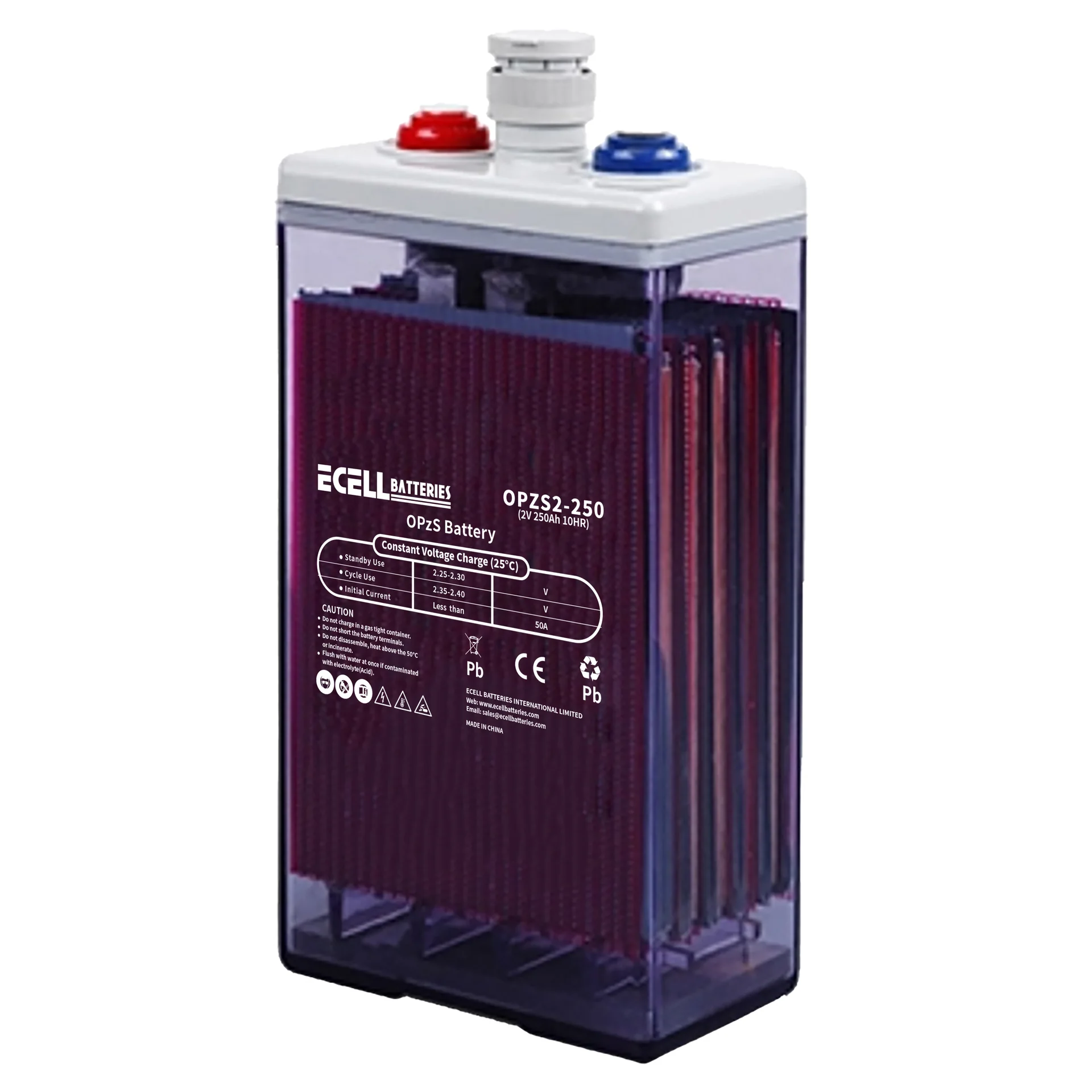 OPzS2-250, 2V 250Ah, 10HR, 50A